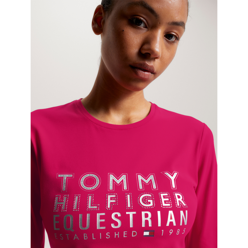 Tommy Hilfiger Women's Paris Studded Logo Long Sleeve T-Shirt - Cherry-3